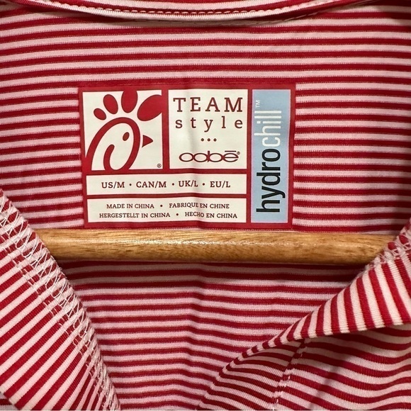 Women's Polo Striped Button Down Shirt - Red - Picture 2 of 5
